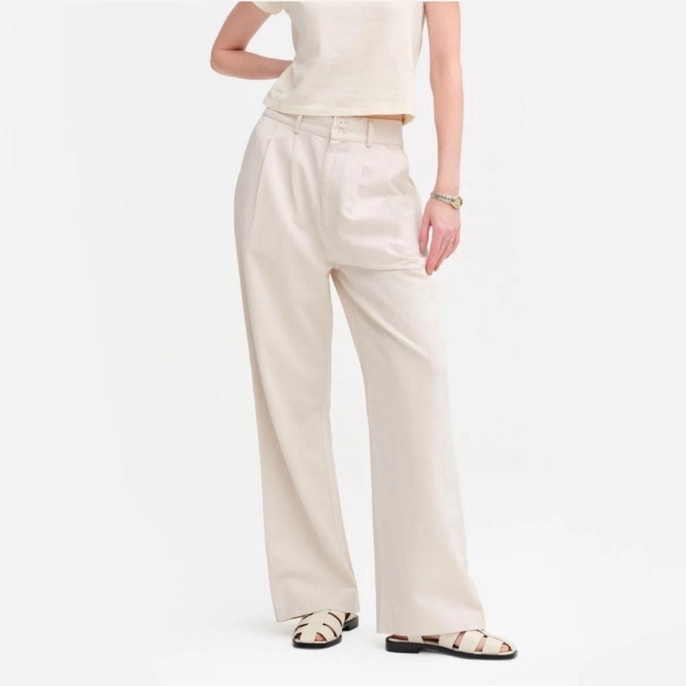 NWOT Mate The Label Tencel Twill Pleated Pant Bone Size Medium